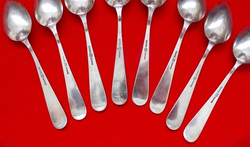 Antico set di 8 cucchiaini da tè DUHME & CO 162,2 g 925/1000 Cincinnati RARO! - Foto 5 di 11