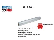 Clear Overspray Plastic Sheeting Masking Film Transparent 16' X 350'