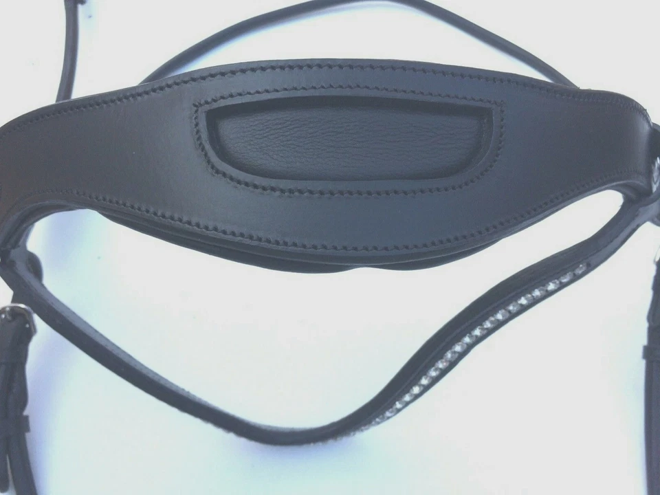 Trense Trensenzaum anatomisch geschnittenes Kopfstück  schwarz rundgenäht Haken - Bild 3 von 4