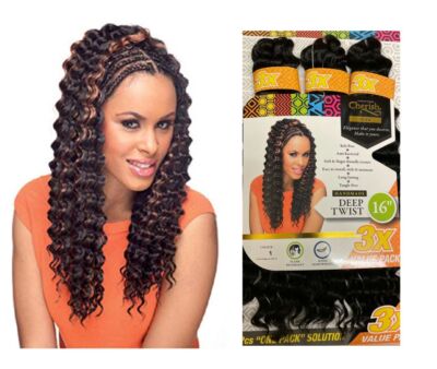 Cherish Bulk 3X Deep Twist gehäkelte Zopf Haarverlängerung 16'' Zoll UK Verkäufer