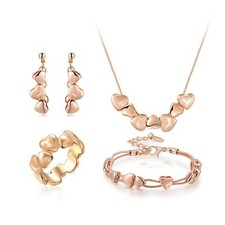 Donna Set Orecchini Collana Ciondolo Cuore Anello 750 Oro Rosa 18 Carato S2707