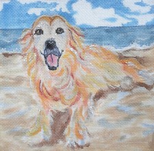 Custom Needlepoint Canvas Dog Portrait Golden Retriever any breed rzzart