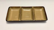 Gibson Everyday Divided Serving Dish Antica Roma Taupe and Black  12 x 5 in