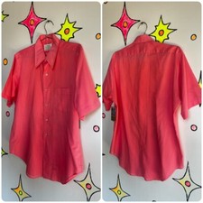 Vintage 1960s 70s  Men  s Pink Big Collar Retro Groovy Cotton Shirt  Medium