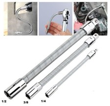 SET 3 PEZZI PROLUNGA IN ACCIAIO CROMATO FLESSIBILE X BUSSOLE DA 1/4 - 3/8 - 1/2