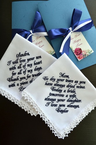 Wedding handkerchief Mother of the Bride Mother of the Groom gift from Bride - 第 4/12 張圖片
