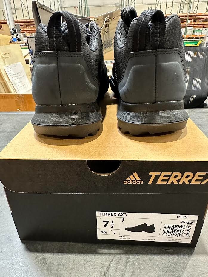 Adidas Mens Terrex Ax3 Black/Black/Carbon Hiking Shoes Size 7.5