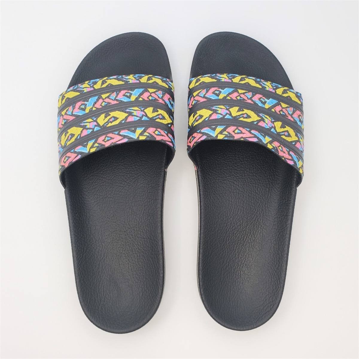 Adidas Adilette Mens Geometric Print Core Black Sandals Slides FX5856 Size  11 | eBay
