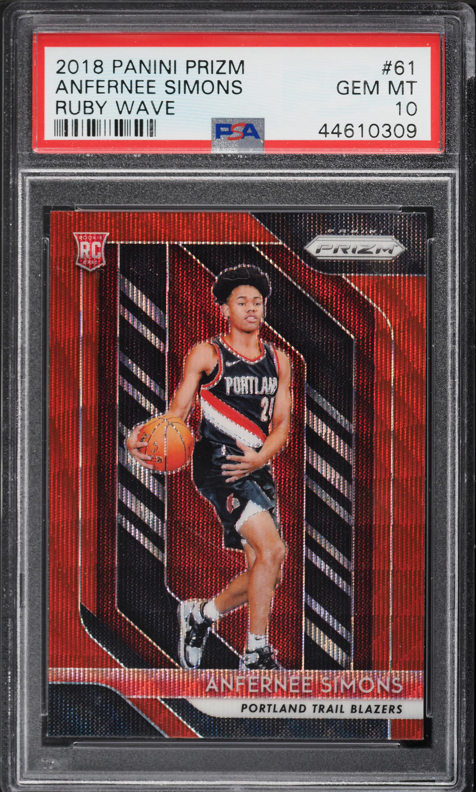 Anfernee Simons 2018 Panini Prizm Ruby Wave ROOKIE #61 PSA 10