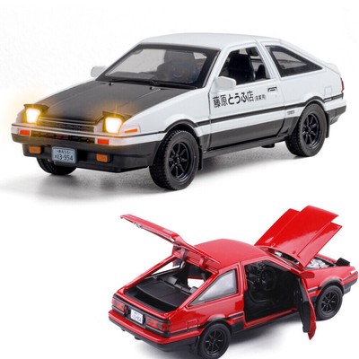1:28 Maßstab Initial D Toyota Trueno AE86 Modellauto Sound Licht Spielzeug Sammlerstück