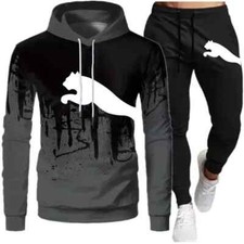Mens New Tracksuit Hoodies Black Sweatpants Male Casual Sports Jogging Set