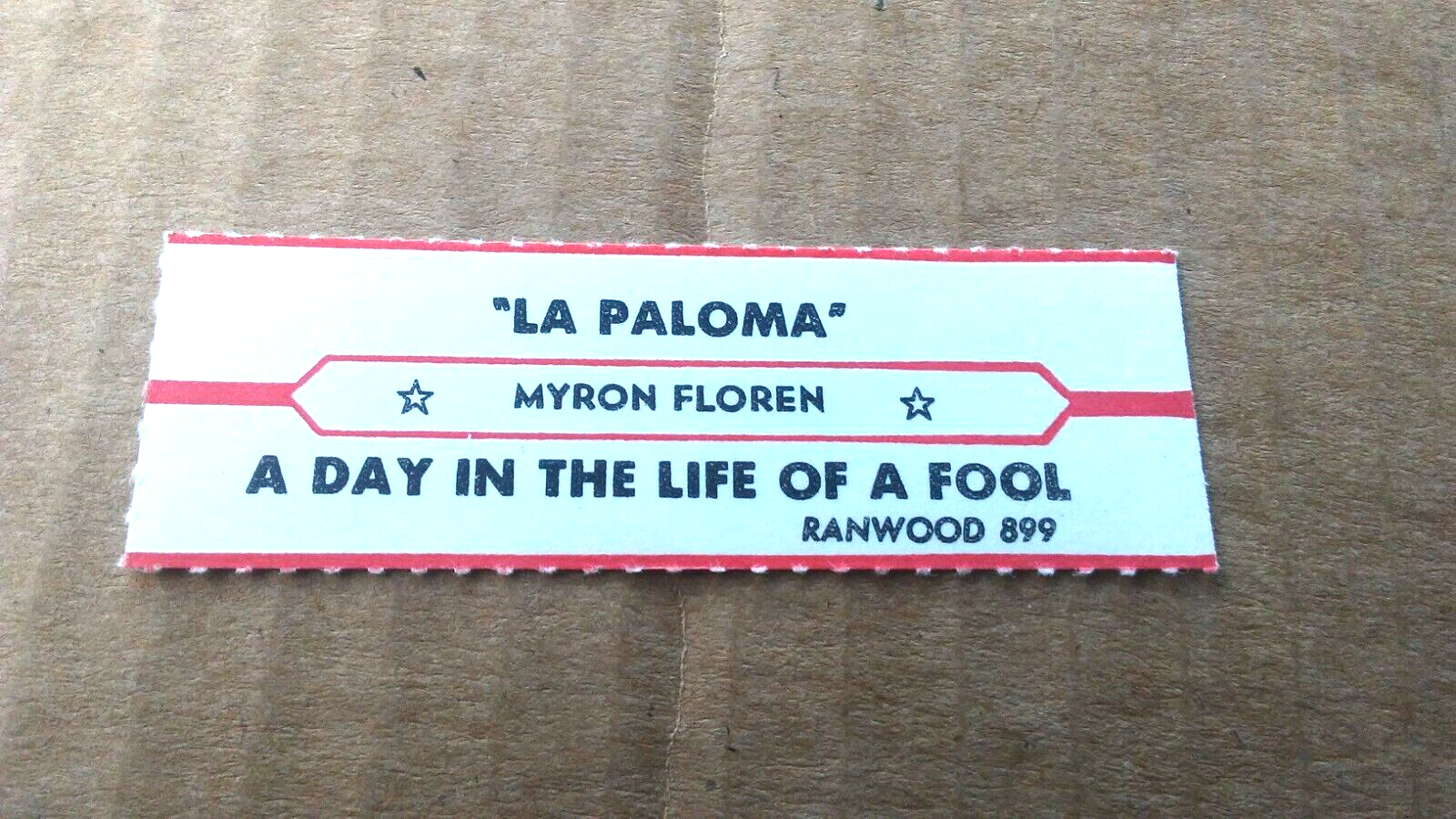 JUKEBOX VINTAGE TITLE STRIP-MYRON FLOREN La Paloma/A Day In..Of A Fool -L@@K!
