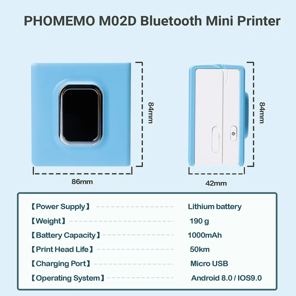 Phomemo M02D Bluetooth Thermal Printer for Photos and Labels