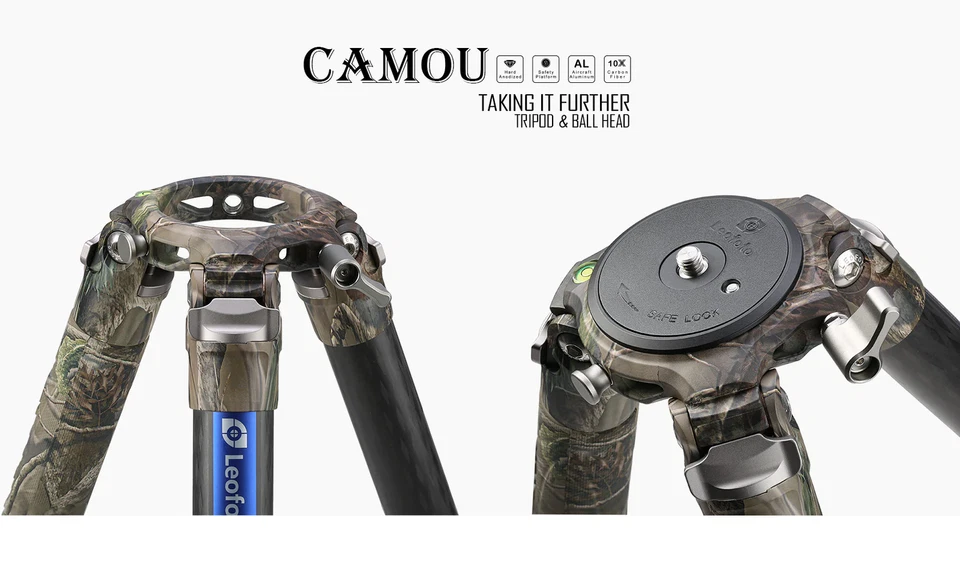 Leofoto LM-365C-Camo Carbon Fiber Tripod with 75mm Video Bowl+Platform and Bag - Image 4 of 4