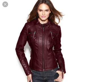 michael kors burgundy leather jacket