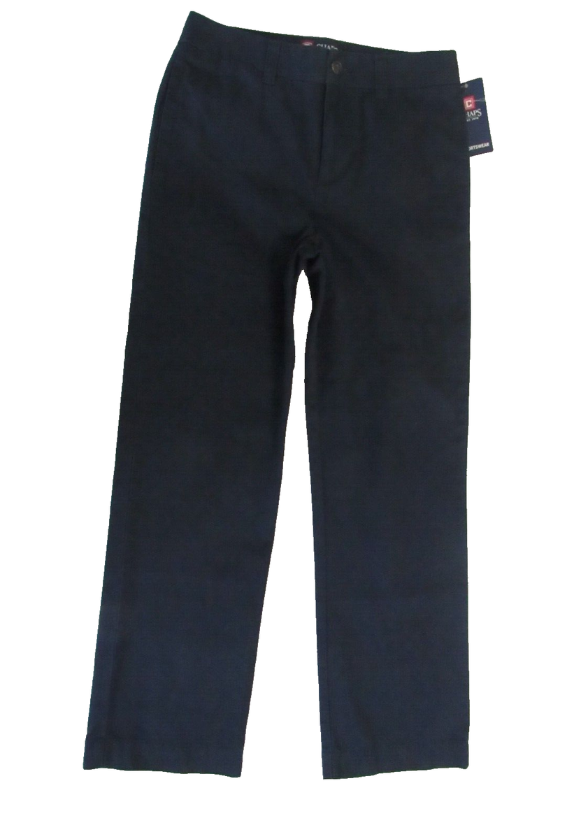 CHAPS Boy's Navy Chino Pants Size 10 Flat Front 100% Cotton NWT