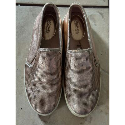 Michael Kors Metallic Gold Slip-On Sneakers Casual Comfort Shoes