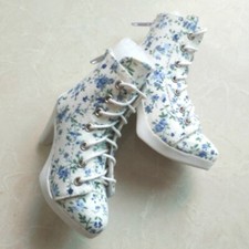 1/4MSD 1/3SD BJD Shoes Doll Floral High-heeled Ankle Boots Charming Leg 2 Colors