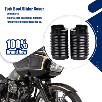 HCmotorku Motorcycle Upper Fork Boot Slider Covers Front Fork Boot Slider Covers Fit For Harley Touring Street Glide Road Glide Electra Glide Road