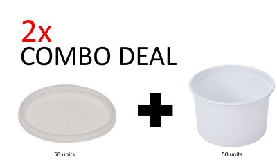 Pro-Kal 16 oz White Polypropylene PP Deli Container Translucent Lids 100 set NEW