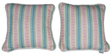 2 Frontgate Striped Square All Season Outdoor Designer Throw Pillows