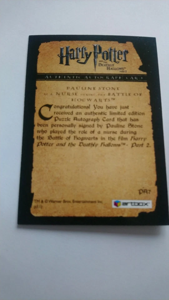 Harry Potter and the Deathly Hallows part 2 Pauline Stone puzzle autograph card - Image 2 of 2