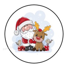SANTA WITH PRESENTS CHRISTMAS ENVELOPE SEALS LABELS STICKERS PARTY FAVORS