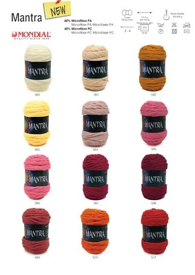GOMITOLO FILATO MICROFIBRA DA 100 GRAMMI "MANTRA" MONDIAL PER BORSE UNCINETTO