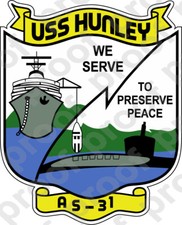 STICKER USN US NAVY AS 31 USS HUNLEY
