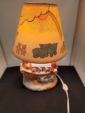 Noah  s Ark Boat Ceramic Table Animals Lamp Child Baby With Shade  Ceramic Base