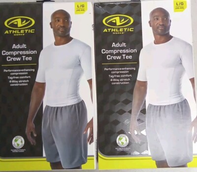 Athletic Works Adult Compression Crewneck Tee Size Large (42-44) White