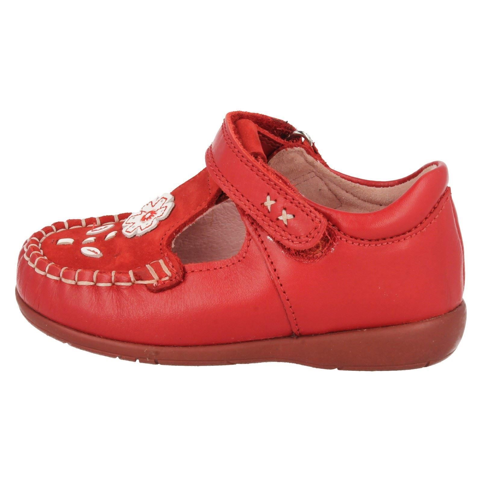 Girls Startrite White & Red Leather TBar Shoes Leila eBay