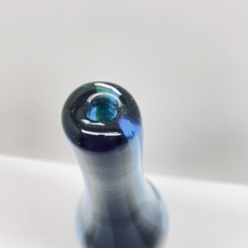 Hand Blown Art Glass Bottle Vase Blue Green Stretch Floris Meydam Style - Picture 6 of 8