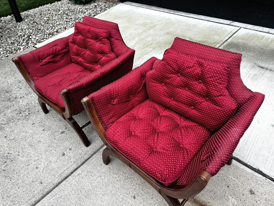 Vintage Louis XV Regency Savonarola X Base Chairs - a Pair - Image 2 of 4