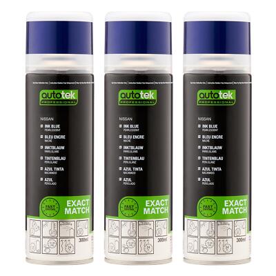 Autotek Exact Match schnelltrocknender Aerosol-Sprühlack Nissan Tinte blau 300 ml x3