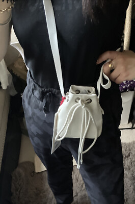 RARE ZARA Real Ecru Leather Mini Bucket Bag SRPLS white