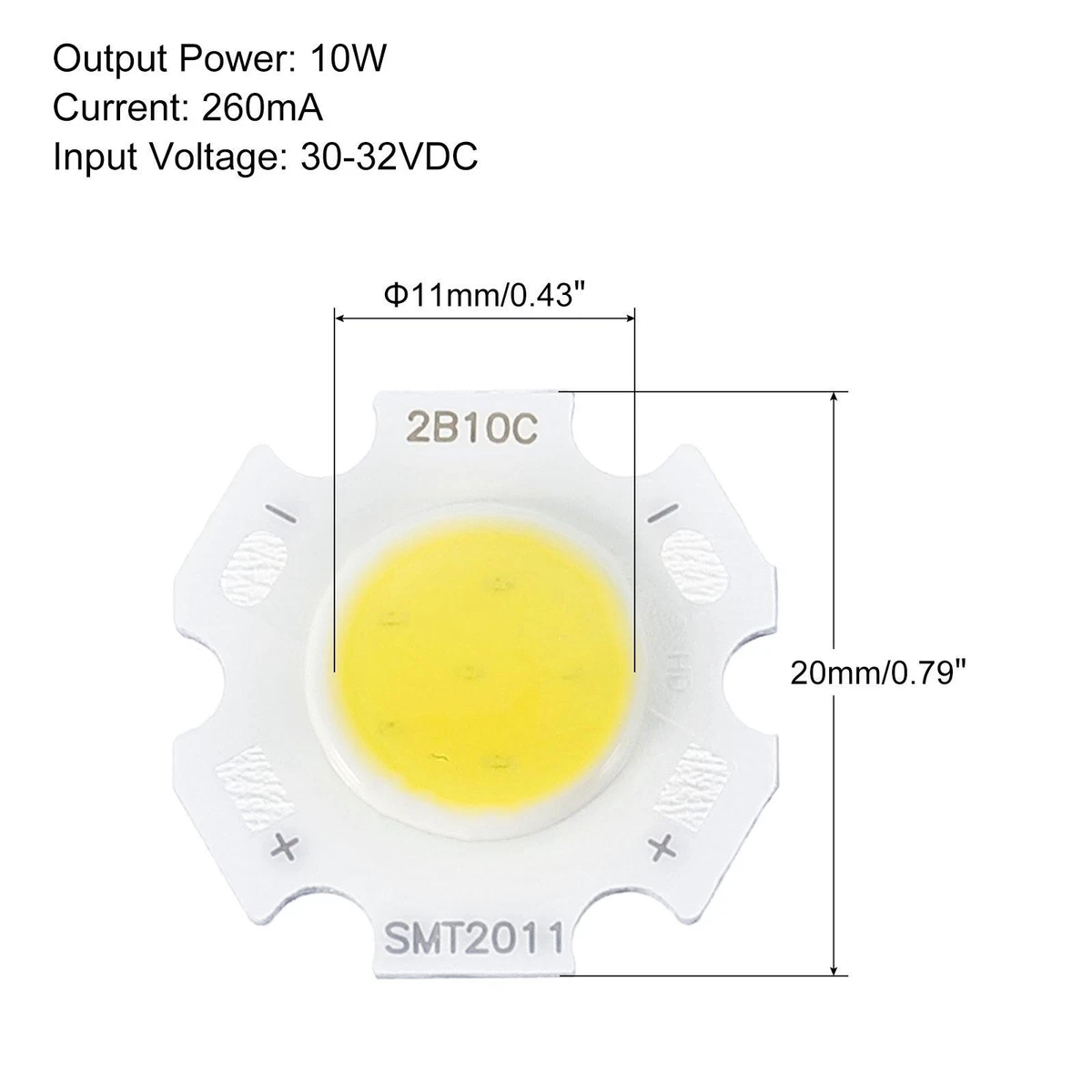 5Pcs COB LED Light Chip Beads 20mm 10W 260mA Energy Saving Bulb Neutral White