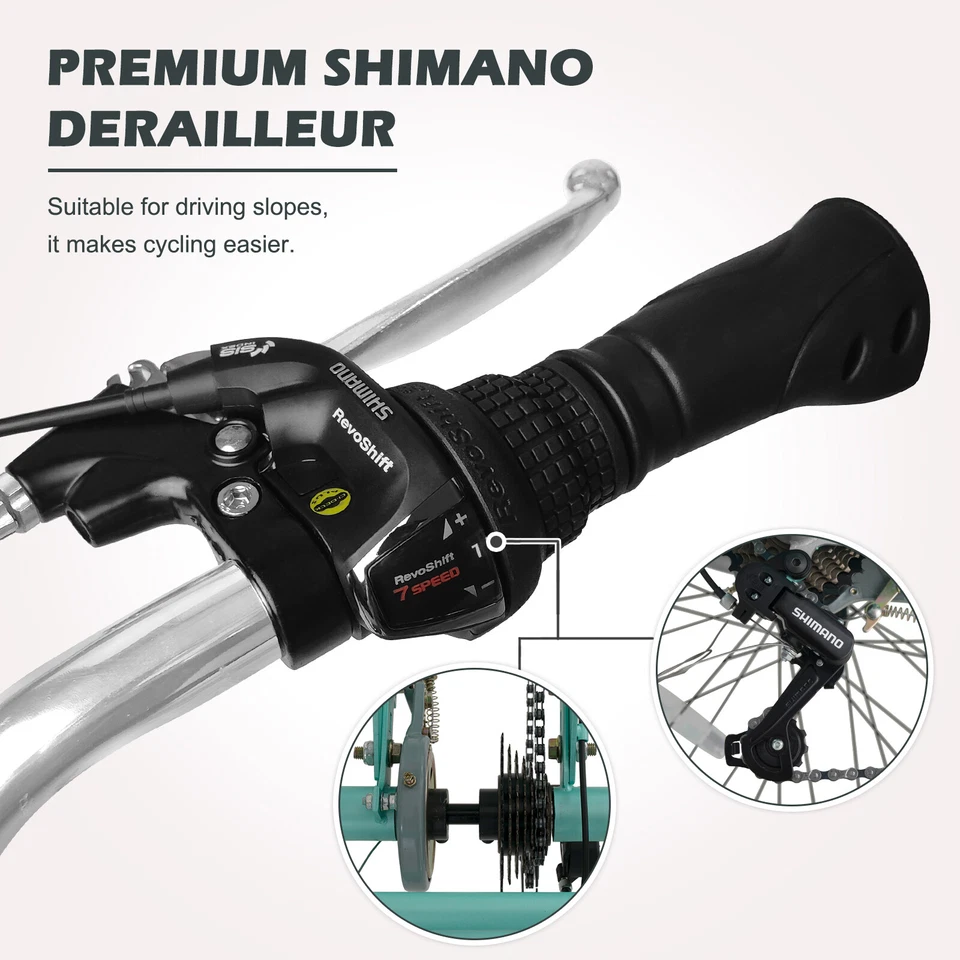 Triciclo triciclo de 3 ruedas para adultos mayores con cesta para regalo de compras 26" 7 velocidades Foto 3 de 4