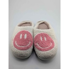 Fuzzy Smiley Face Slippers Cozy Indoor House Shoes EU 35 37