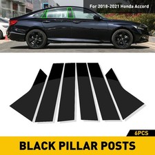 6pc Glossy Post Pillar Black For 2018-2021 Accord Honda Window Door Trim Cover X