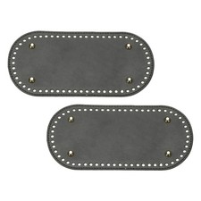 2Pcs 4.7"x9.8" Oval Leather Crochet Bag Bottom with Holes, Black