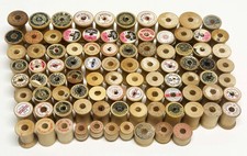 Lot of 92 Vtg Empty Wooden Thread Spools Mixed Brands Sizes S/M
