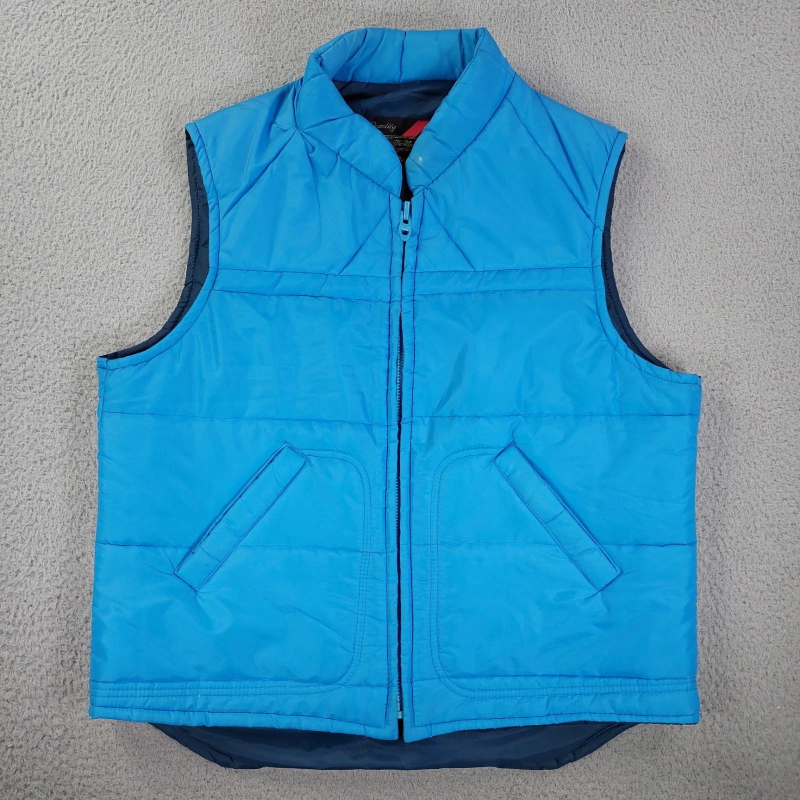 Vintage 80s Sears Outwear Puffer Vest Jacket Men's Size Large Blue Outdoors