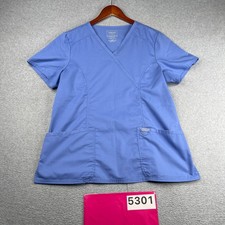 Womens Scrub Top Cherokee Workwear Revolution Large Blue V Neck Easy Care