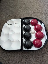 Vintage Sportcraft Bocce Ball Set 8 Balls 1 Pallino with Case Made In Italy