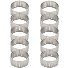10Pcs 4.5cm Round Stainless Perforated Seamless Tart  Quiche  Tart Pan Pie2275