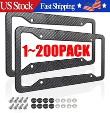 Black Car Carbon Look License Plate Frame Cover Front Rear Universal Black Car Carbon Look License Plate Frame Cover Front Rear Universal
