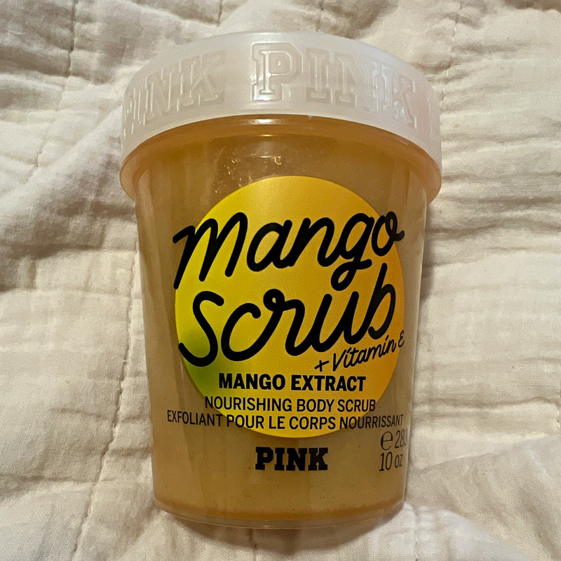 PINK Mango Body Scrub 10 oz Nourishing Exfoliating with Mango Extract + Vit E
