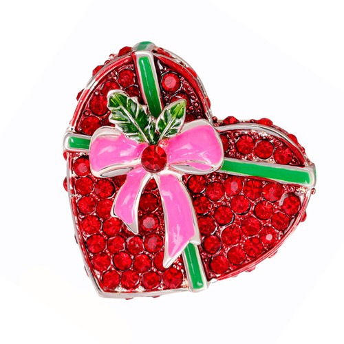 1pc spilla di strass in lega bowknot pesca a forma di cuore corpetto elegante - Foto 7 di 11