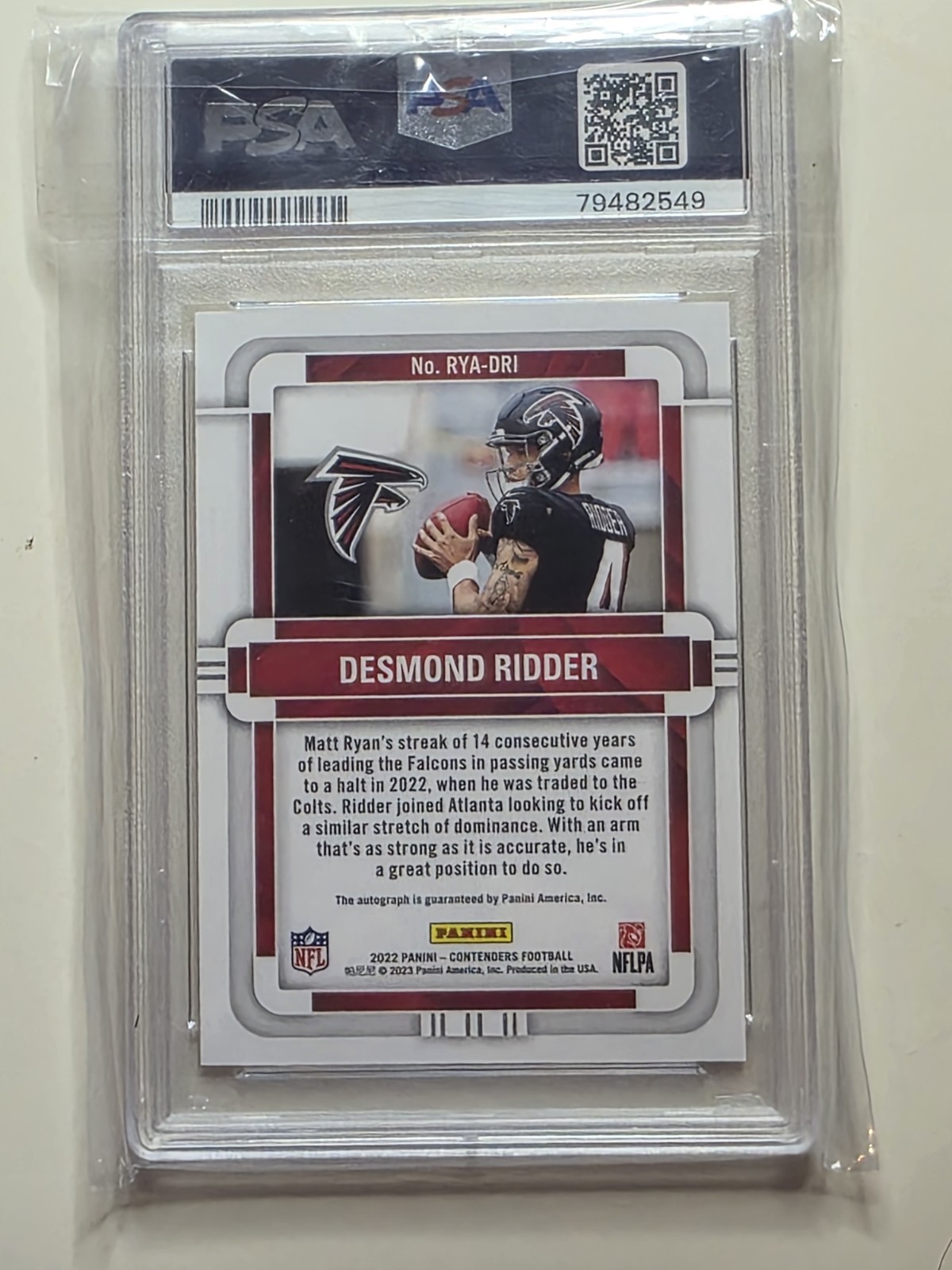 2022 Panini Contenders - ROY Contenders Autographs Rps Desmond Ridder /99 Psa 9 view 2